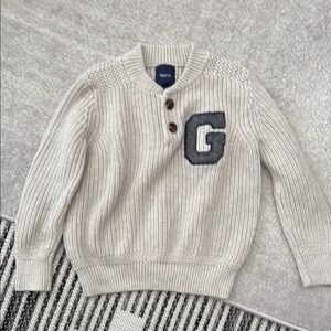 GAP Kids Cream Sweater with Navy Letter